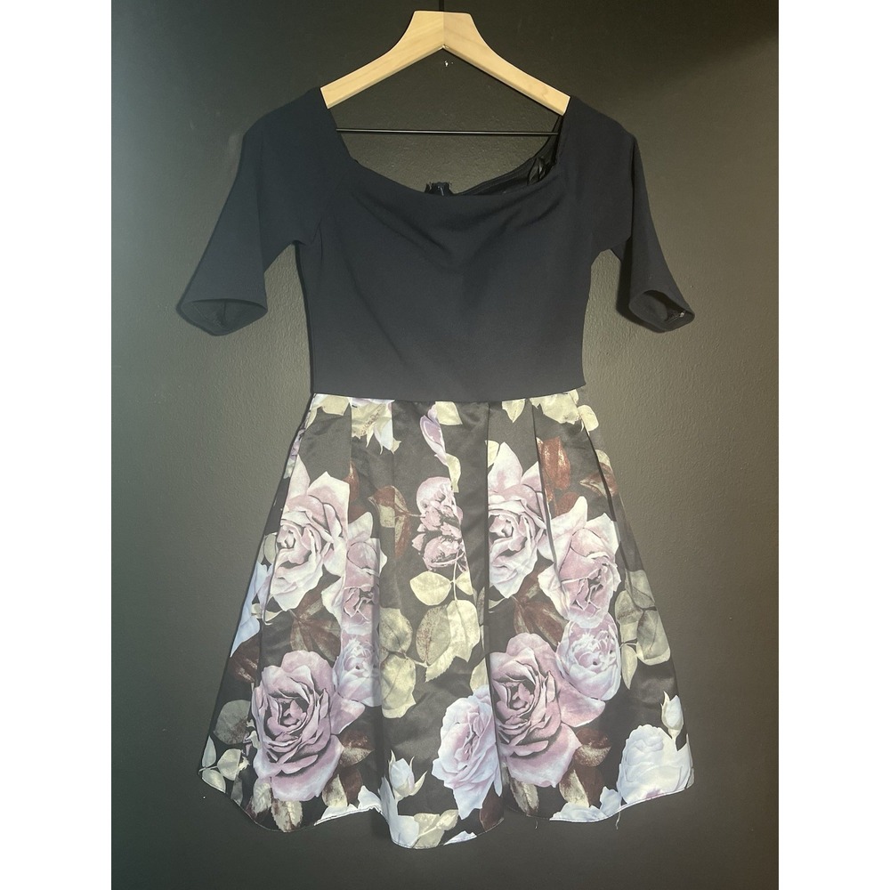 Betsy & Adam‎ Off-The-Shoulder Fit & Flare floral Dress Size 4